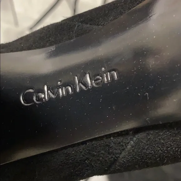 Calvin Klein Suede Leather Logo Lining Platform Boots