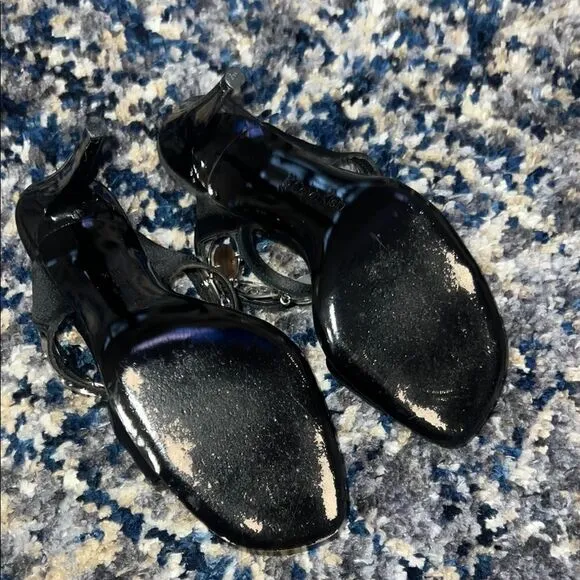 Calvin Klein Black Heeled Sandals with Strappy Design