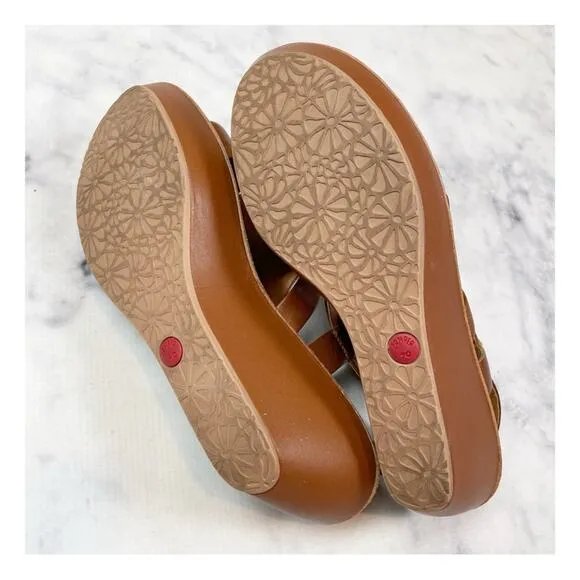 Camper Damas Cognac Brown Strappy Leather Wedge Sandals