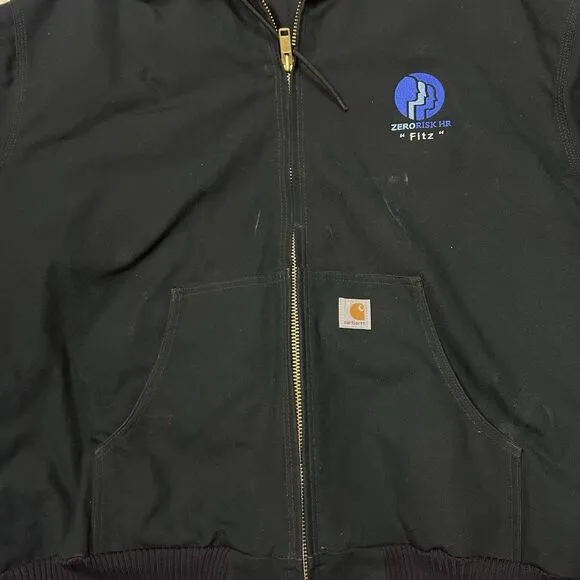 Carhartt Active Jacket Black Zip Hoodie Canvas With Logo 3XL