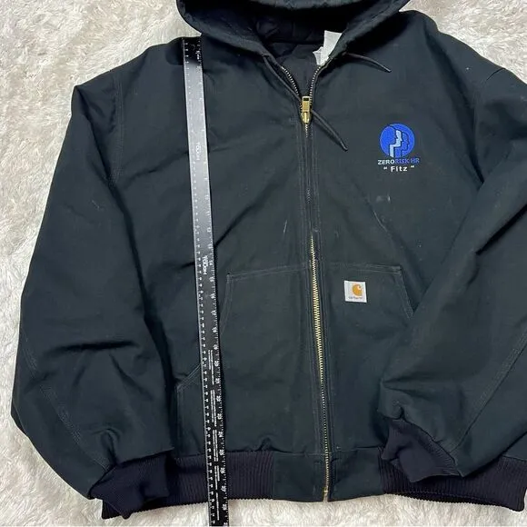 Carhartt Active Jacket Black Zip Hoodie Canvas With Logo 3XL