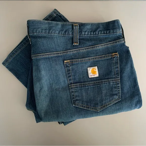 Carhartt Mens Relaxed Fit Rugged Flex Stretch Denim Utility Work Jean 44x30 Blue