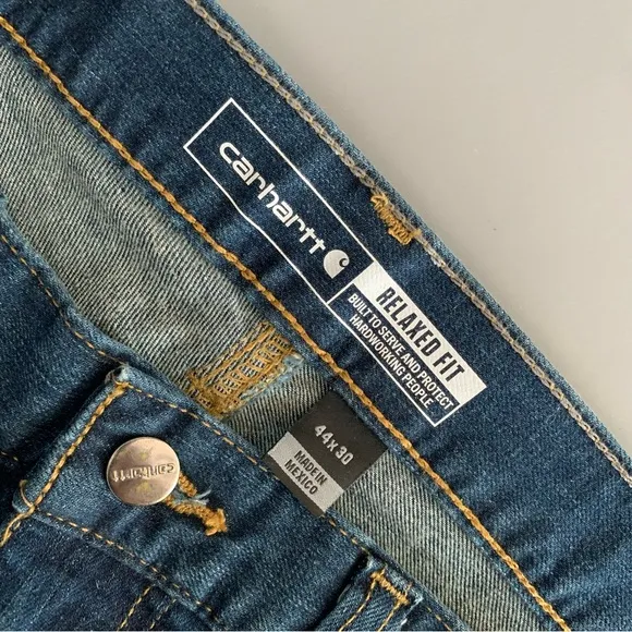Carhartt Mens Relaxed Fit Rugged Flex Stretch Denim Utility Work Jean 44x30 Blue