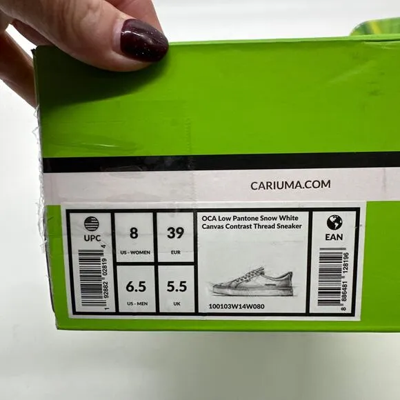 Cariuma x Pantone Snow White Canvas Contrast Thread Sneaker Women's 8 NIB