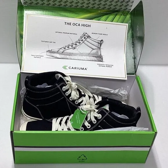 Cariuma High Top Black Canvas Sneakers OCA 11 Women's 9.5 Men's New With Box