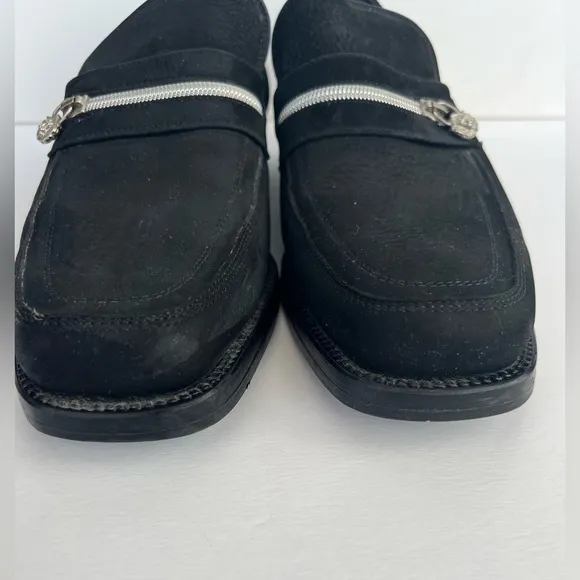 Carlo Morandi Black Suede Slip On Zipper Loafers - 11