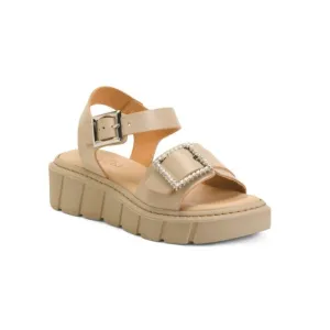 CARLO PERA White Made In Italy Leather Dual Band Flatform Sandals