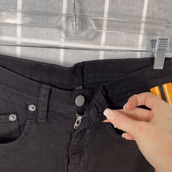 Carmar Mia Black Jeans Yellow Racer Stripe Zipper Hem Skinny High Rise Size 24