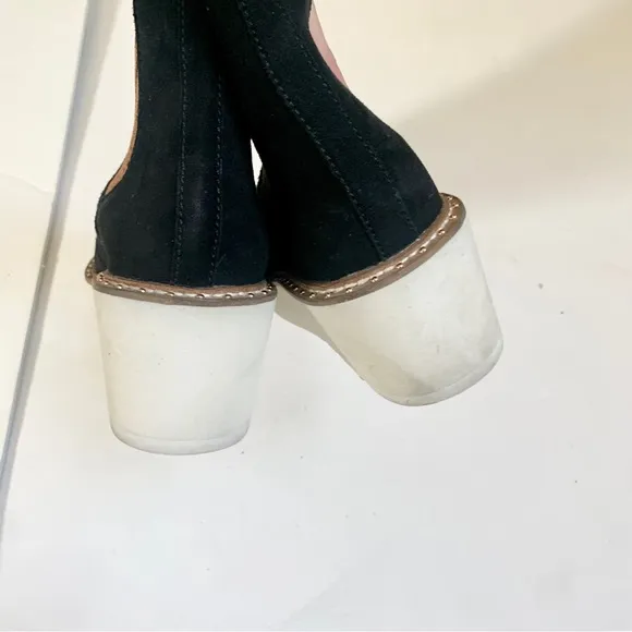 Cecelia New York Black Stripe Suede Gemma Chelsea Boots Size 8
