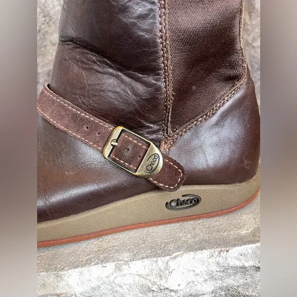 Chaco Mara Waterproof Mocha Brown Tall  Leather Boots J150108 Women's Size 7.5