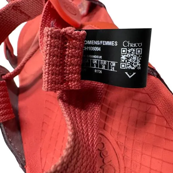 Chaco's Women's Coral Orange Strappy Sandals Adjustable Strap Size US Women's 7