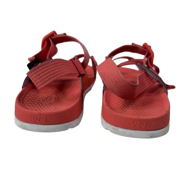 Chaco's Women's Coral Orange Strappy Sandals Adjustable Strap Size US Women's 7