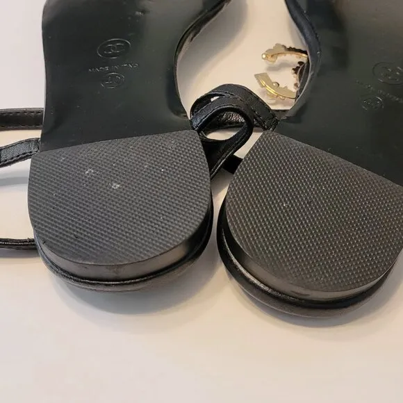 Chanel Interlocking CC Pearl Star Leather Thong Sandals Size 40