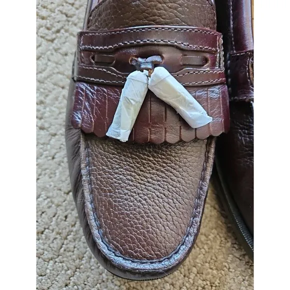 Chaps Carson Brown Leather Loafers Shoes Mens Size 12 Tassels 96-7109 NEW IN BOX
