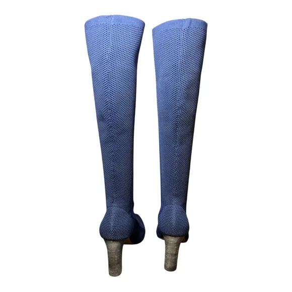 CHARLES by CHARLES DAVIS Navy Stretch Knit Heeled Boots