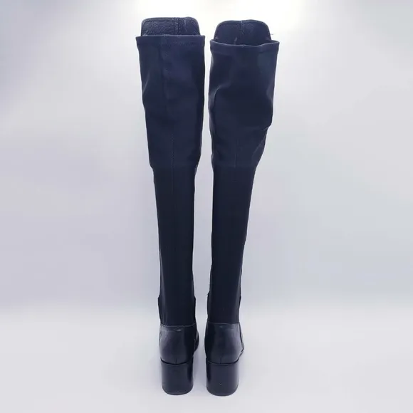 Charles David Over Knee Boots Black Leather Boots Stretch Back Women's Size 7