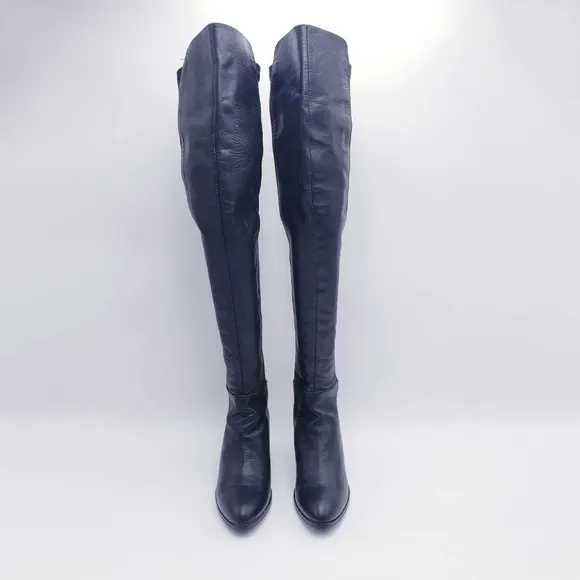 Charles David Over Knee Boots Black Leather Boots Stretch Back Women's Size 7