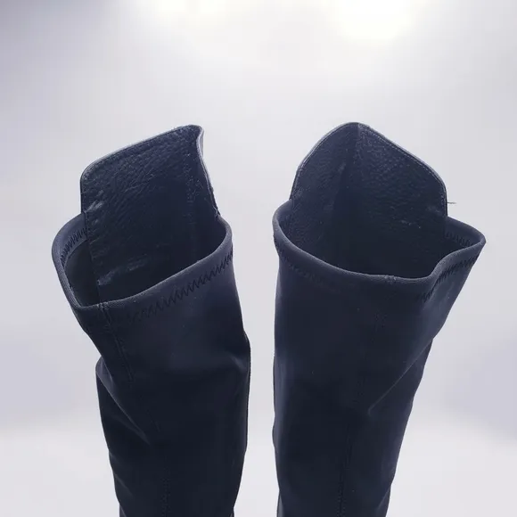 Charles David Over Knee Boots Black Leather Boots Stretch Back Women's Size 7