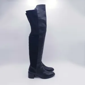 Charles David Over Knee Boots Black Leather Boots Stretch Back Women's Size 7