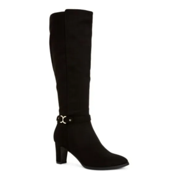 CHARTER CLUB Womens Black Hardware Palmaa Almond Toe Block Heel Boots 10 M