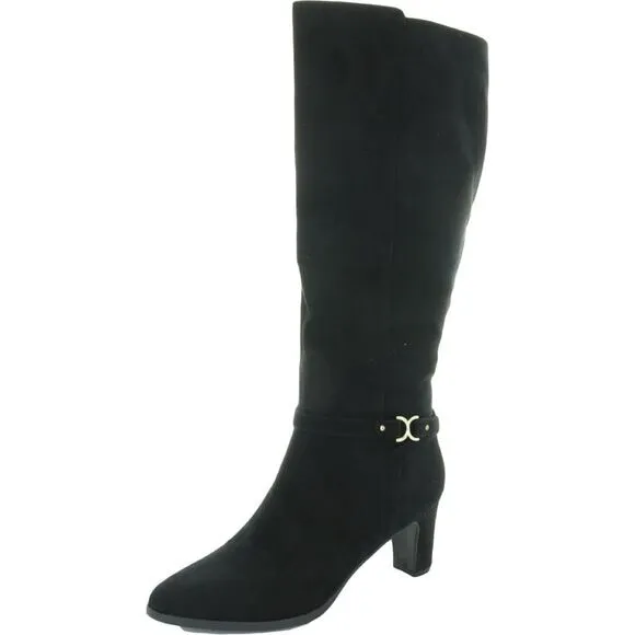 CHARTER CLUB Womens Black Hardware Palmaa Almond Toe Block Heel Boots 5.5 M