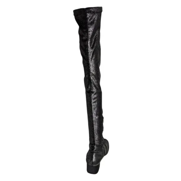 CHIARA FERRAGNI Metallic Glitter Love Stretch Over the Knee Boots 38