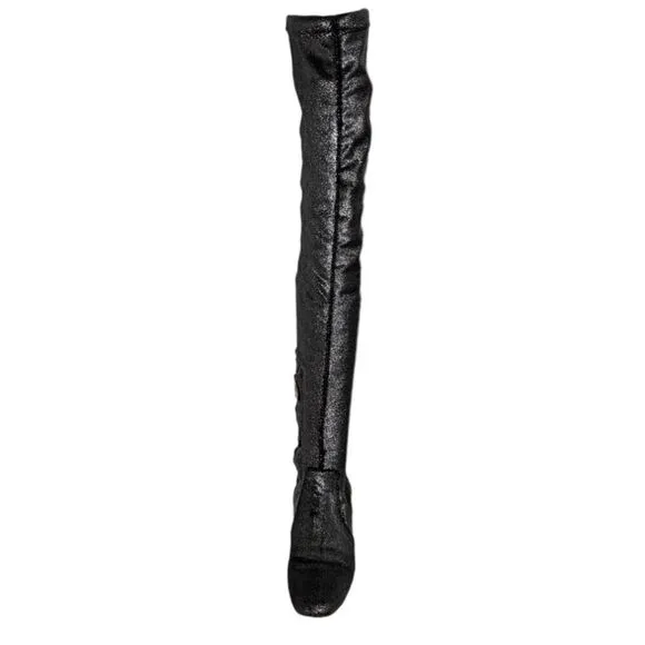 CHIARA FERRAGNI Metallic Glitter Love Stretch Over the Knee Boots 38