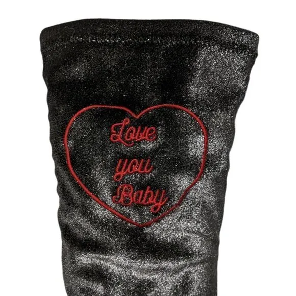 CHIARA FERRAGNI Metallic Glitter Love Stretch Over the Knee Boots 38