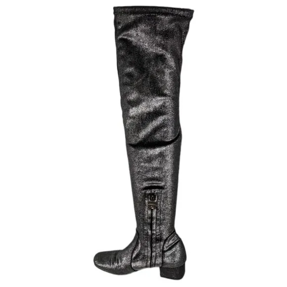CHIARA FERRAGNI Metallic Glitter Love Stretch Over the Knee Boots 38