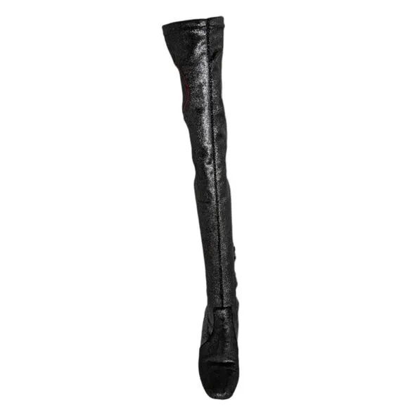 CHIARA FERRAGNI Metallic Glitter Love Stretch Over the Knee Boots 38