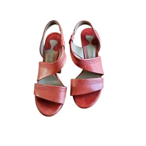 Chloe Sz 37/7 coral Wedge Strappy heel sandals 4'