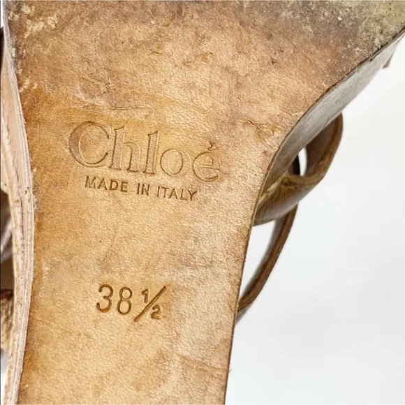 Chloe Tan Leather Sandals Wedge Platform Strappy