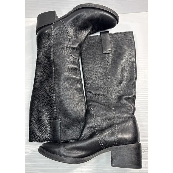 Chloe Women's Pebbled Leather Knee-High Riding Boots Black Size 36.5 / 6.5 US
