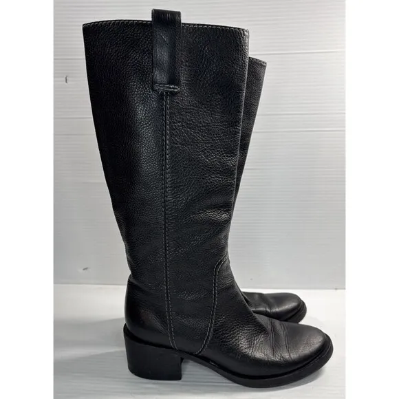 Chloe Women's Pebbled Leather Knee-High Riding Boots Black Size 36.5 / 6.5 US