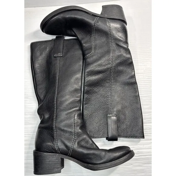 Chloe Women's Pebbled Leather Knee-High Riding Boots Black Size 36.5 / 6.5 US