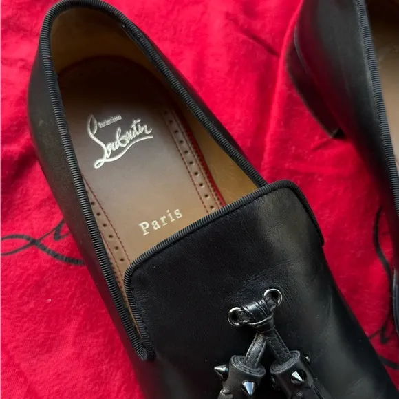 Christian Louboutin Black Tassel Loafers Slip-Ons