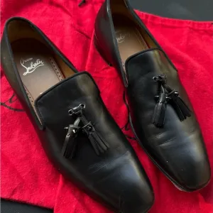 Christian Louboutin Black Tassel Loafers Slip-Ons