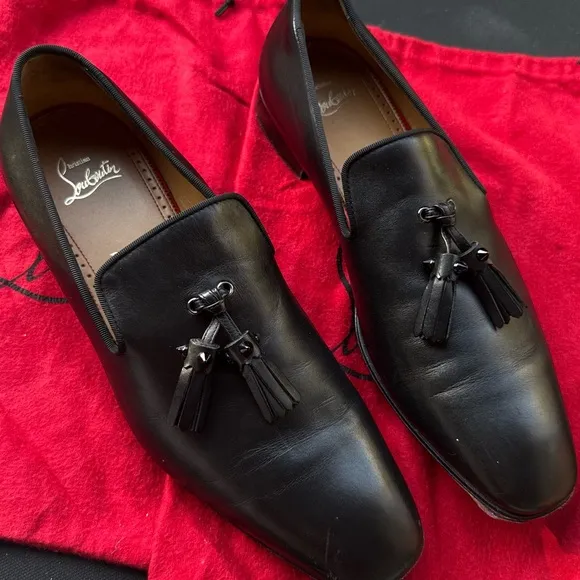 Christian Louboutin Black Tassel Loafers Slip-Ons