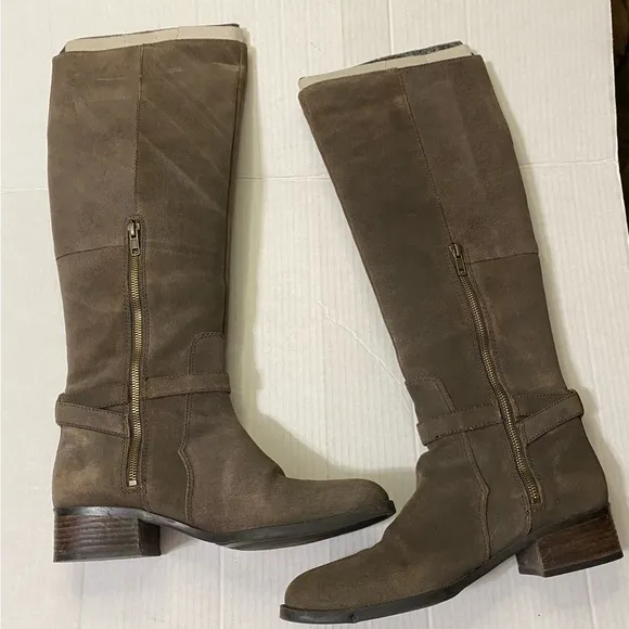 Circa Joan David Size 9.5 Grey Suede Knee High Ralco Riding Boots