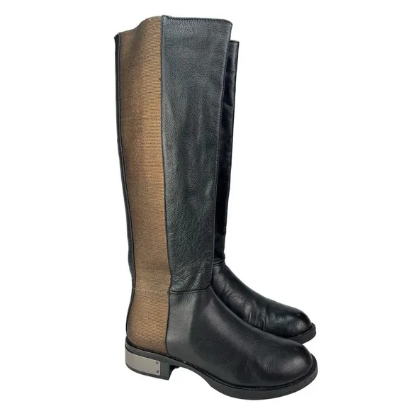 Circus by Sam Edelman Roxie Womens Black Leather Bronze Stretch Riding Boots 5.5