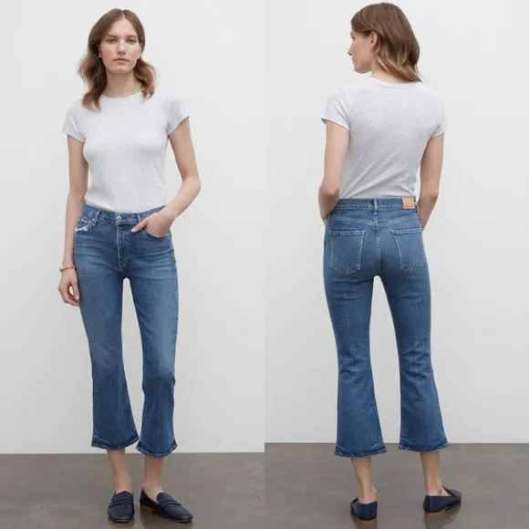 Citizens of Humanity Demy Cropped High-rise Flared Jeans In Moments Size 28