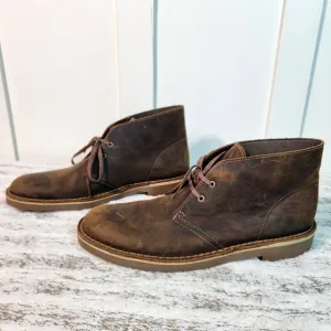 Clarks &quot;Bushacre Desert Chukka&quot; Boots Oiled Brown Leather Beeswax | Men's 9.5M