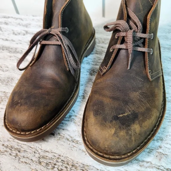 Clarks &quot;Bushacre Desert Chukka&quot; Boots Oiled Brown Leather Beeswax | Men's 9.5M