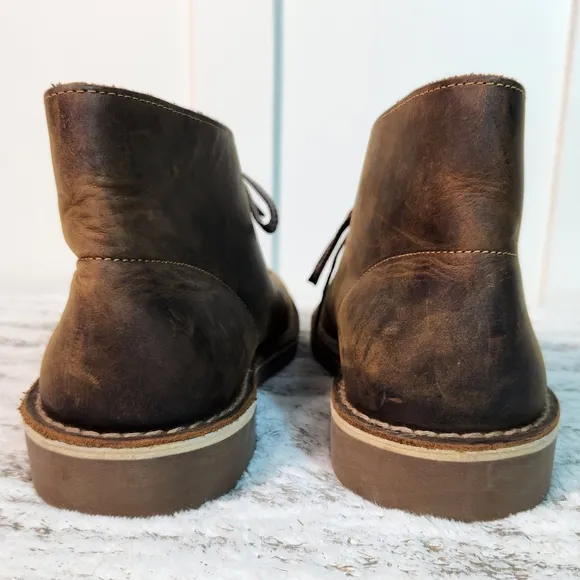 Clarks &quot;Bushacre Desert Chukka&quot; Boots Oiled Brown Leather Beeswax | Men's 9.5M