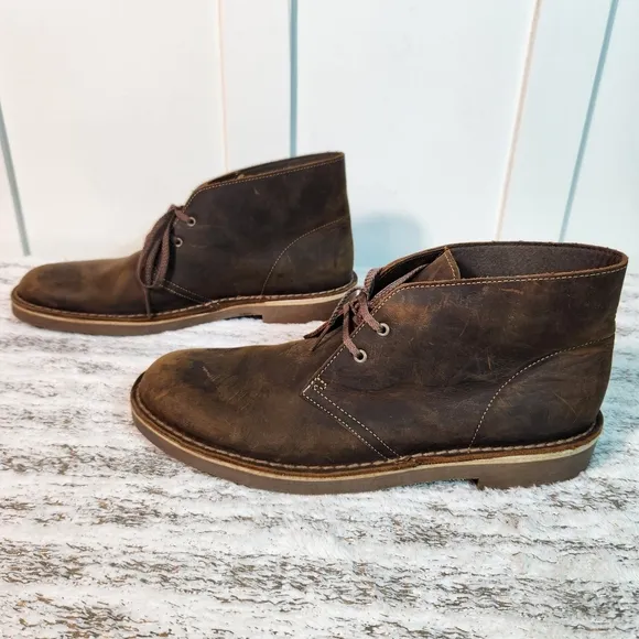 Clarks &quot;Bushacre Desert Chukka&quot; Boots Oiled Brown Leather Beeswax | Men's 9.5M
