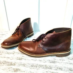 Clarks &quot;Bushacre Desert Chukka&quot; Boots Oiled Brown Leather Beeswax | Men's Size 9