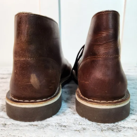 Clarks &quot;Bushacre Desert Chukka&quot; Boots Oiled Brown Leather Beeswax | Men's Size 9