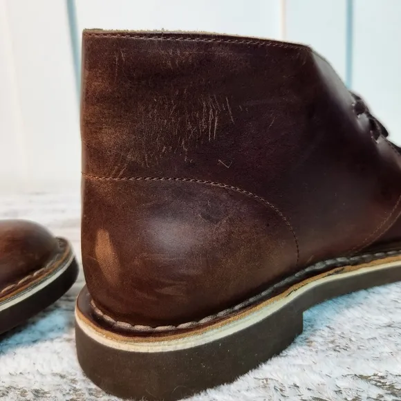 Clarks &quot;Bushacre Desert Chukka&quot; Boots Oiled Brown Leather Beeswax | Men's Size 9