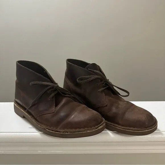 Clarks Ankle Chukka Bushacre Boots Desert Brown Leather - Mens Size US 9 M 15260