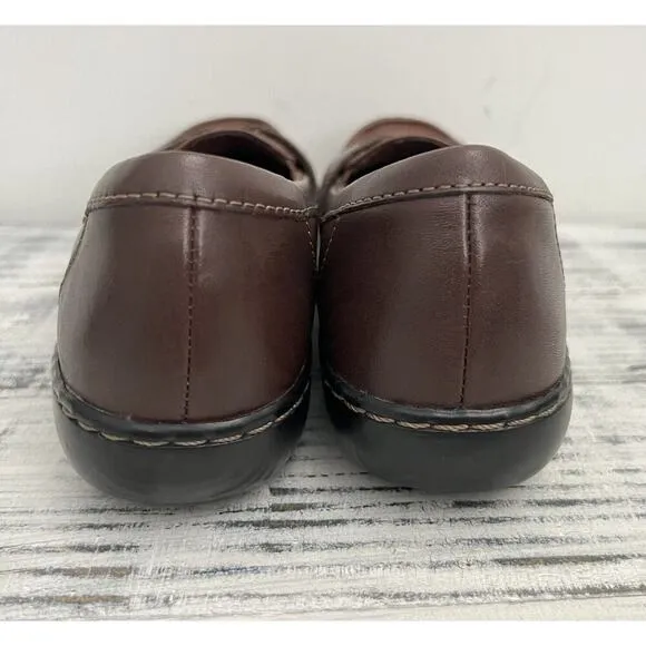Clarks Ashland Bubble Loafers Brown Women's Sz 7 Comfort Flat Slip On Tassels